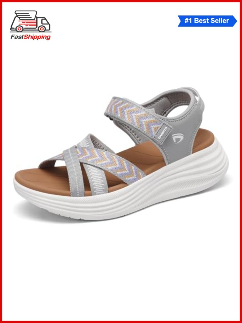 Women's Platform Walking Sandals Cushioned Arch Support Adjustable Buckle Sport